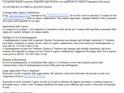 Caparra Confirmatoria Acquisto Casa