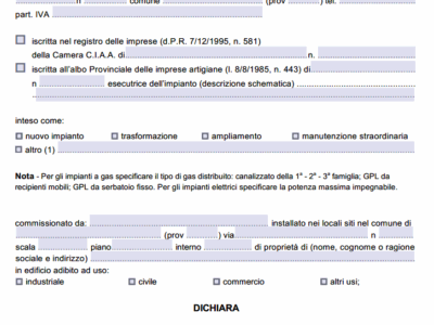 Dichiarazione di Conformità Impianto Elettrico