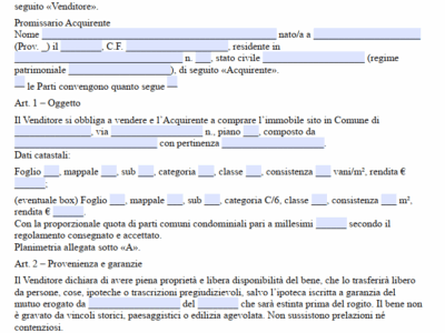 Contratto Preliminare Sottoposto a Condizione Sospensiva Mutuo